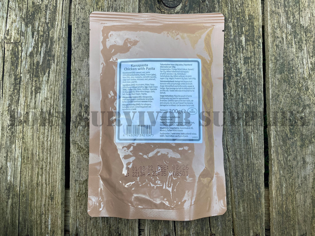 Chicken With Pasta Ration Pack - Military MRE British Army 24hr Meal ...