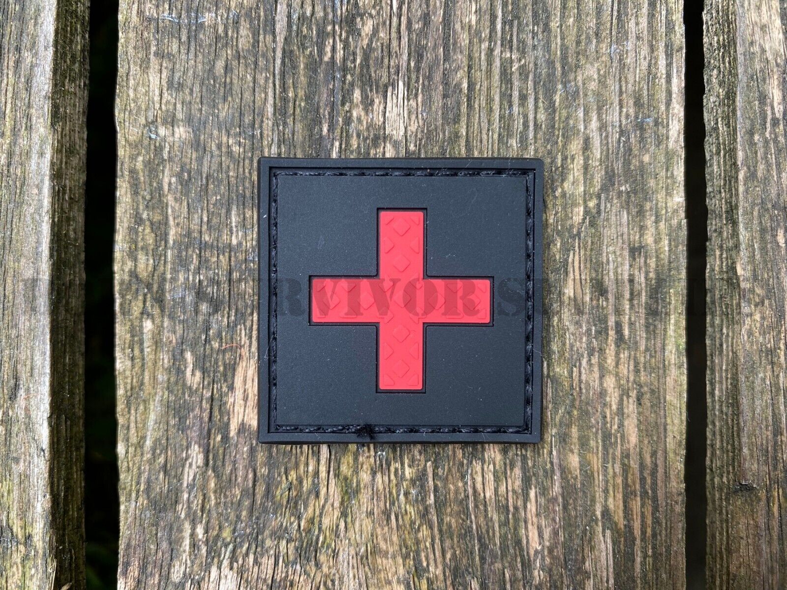 Red First Aid Patch Medic First Aid PVC Patch 35mm Black & Red Trauma Pouch Tactical Badge ...